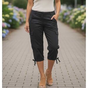 Ann Taylor Loft Size 2 Capri Cropped Pants Black 100% Cotton Casual